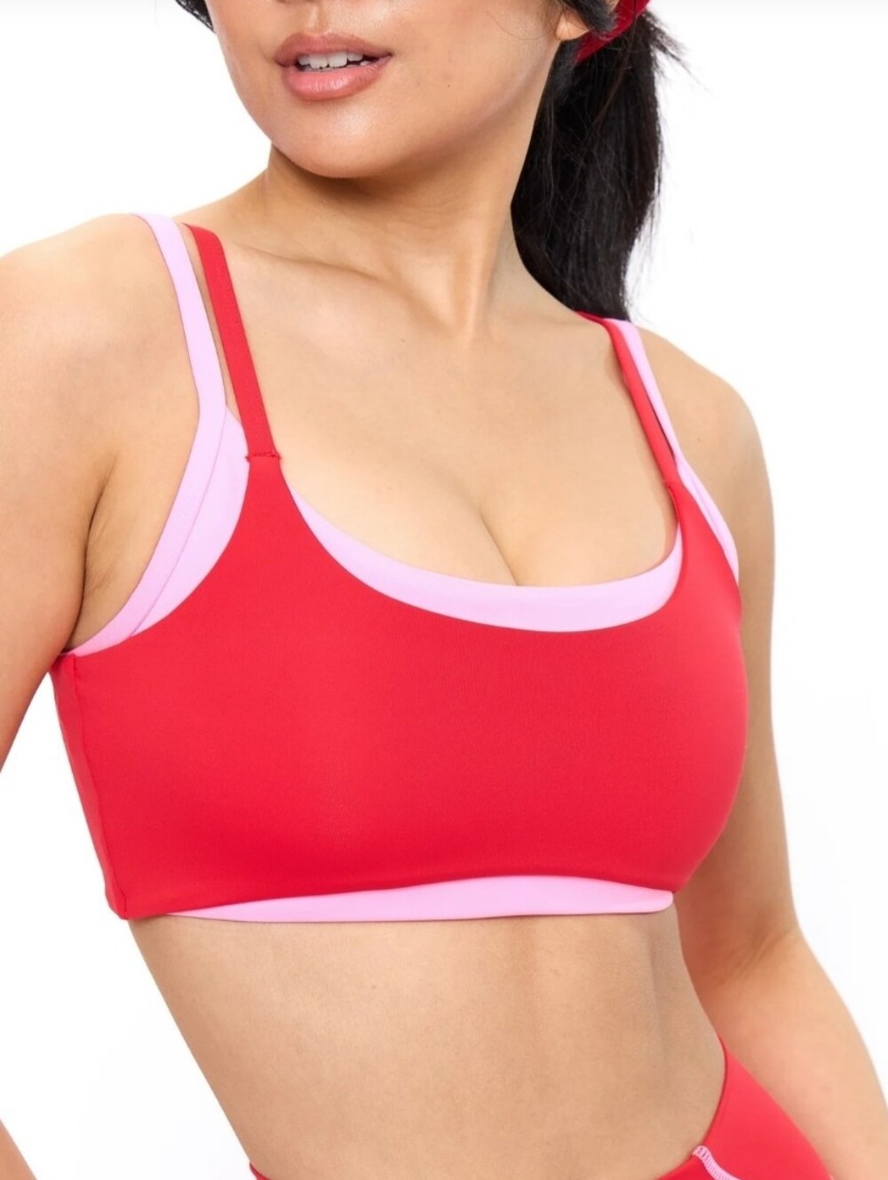 Buffbunny Collection Reversible Sports Bra Lipstick Red Miami Vice Pink 3XL